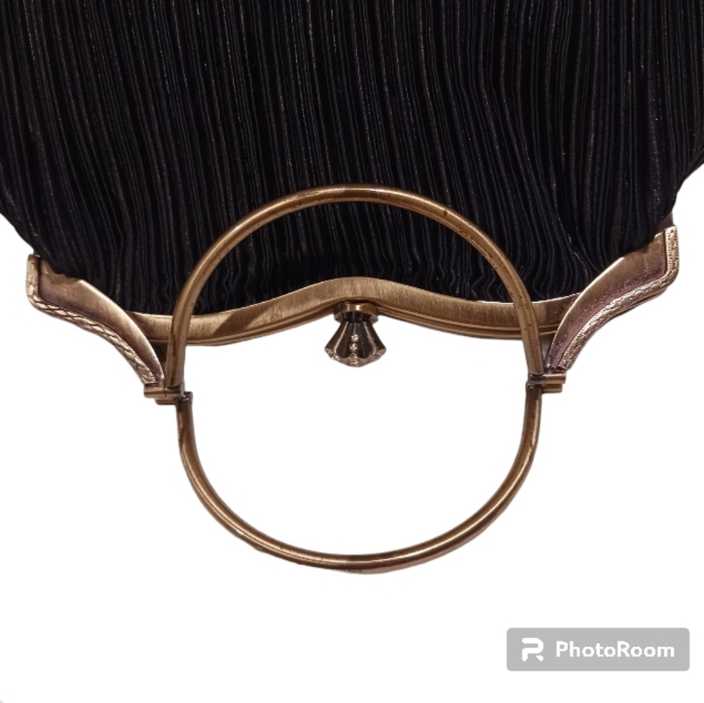 La Regale Satin Metal Handle Evening Clutch Bag Old Money - Picture 6 of 12